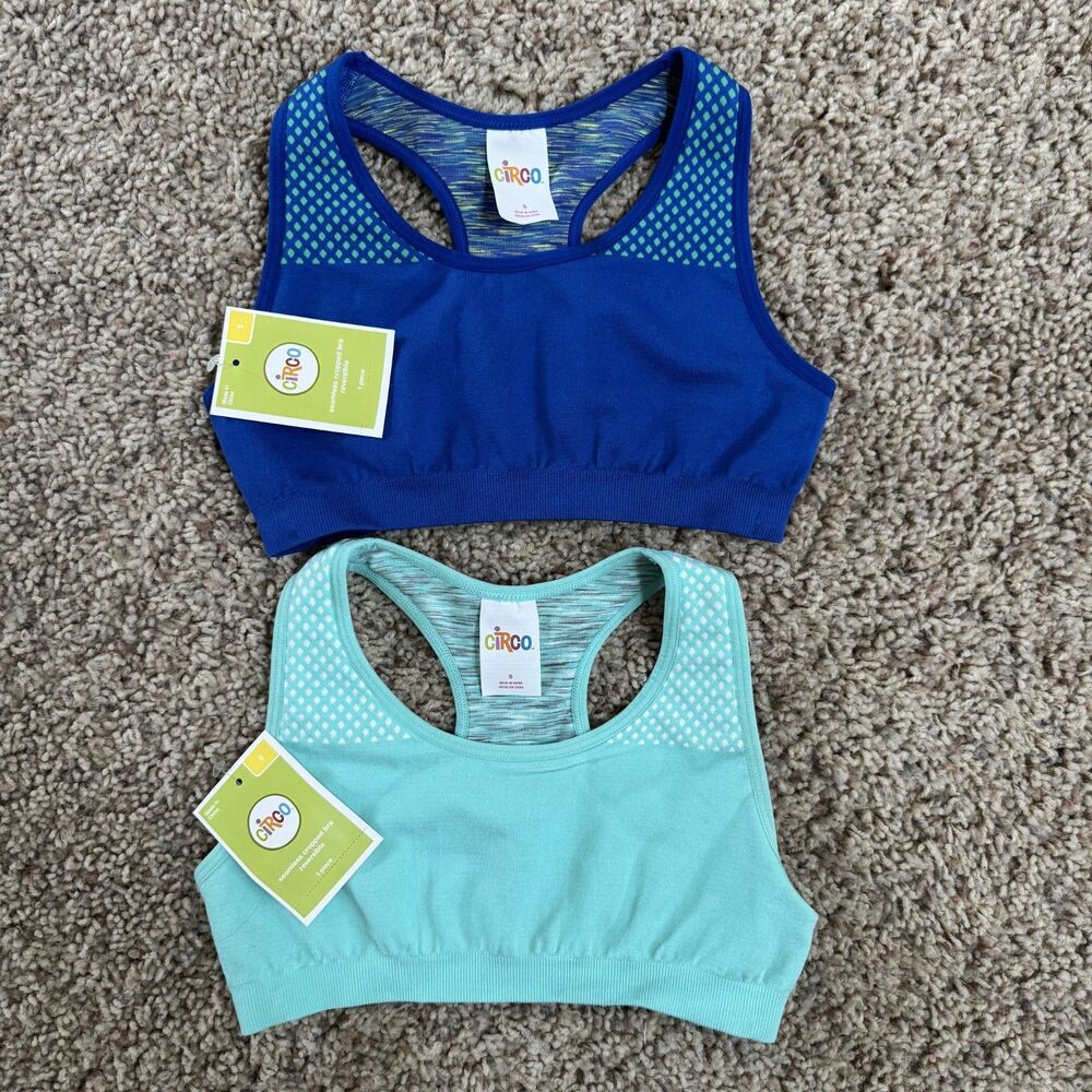(2) circo girl size small sports bra reversible NWT seamless cropped